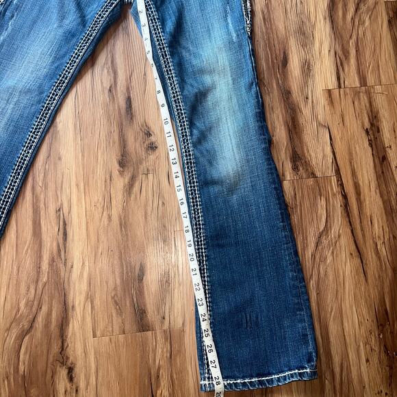 Mid Rise Rock Revival Jeans Amy Easy Boot Size 27 Style E8129E45R Sequin Studded - Picture 8 of 16